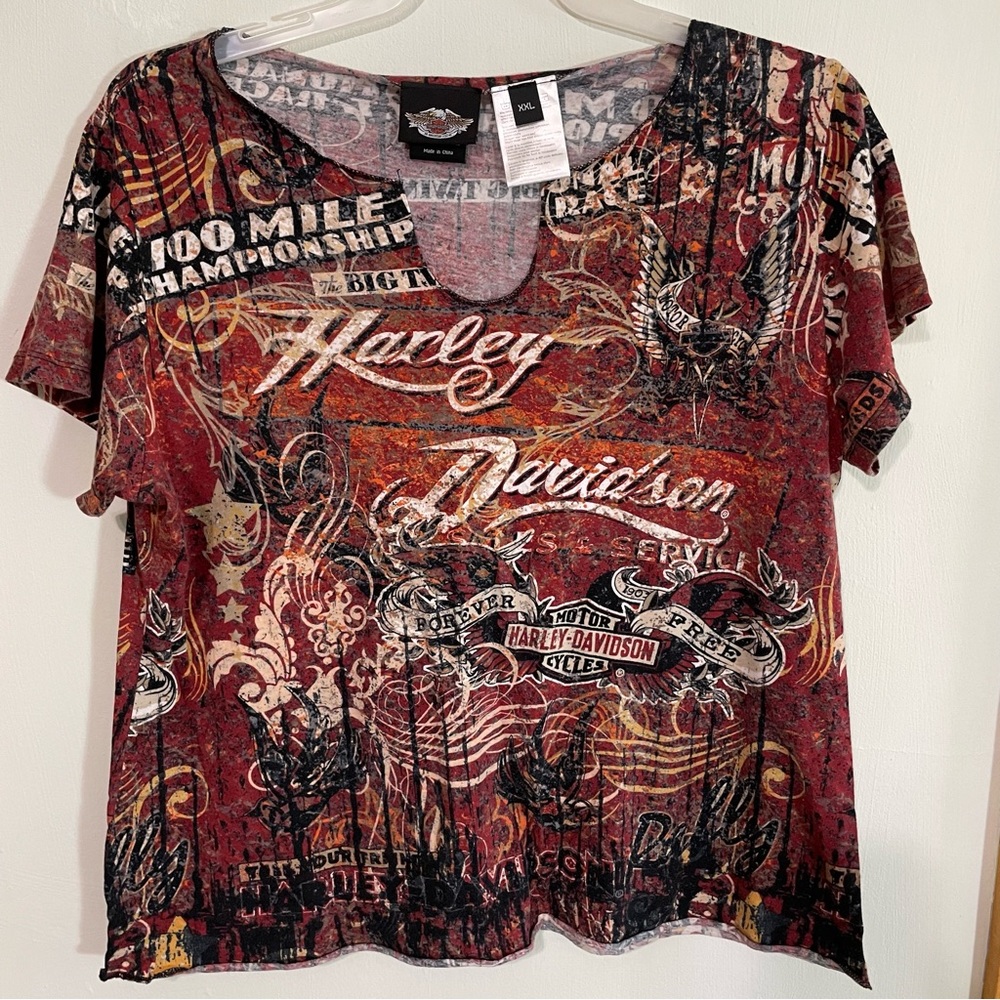 Vintage Harley-Davidson Y2K Grunge Graffiti Graphic Tee XXL